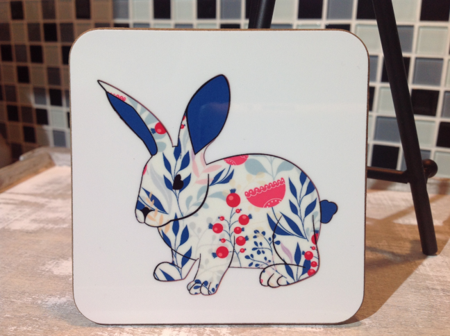 Rabbit Hardboard Placemat and Coaster Set